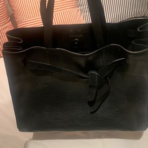 Black genuine leather purse. Made in Italy